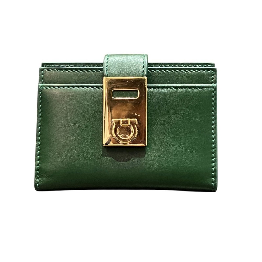 Salvatore Ferragamo Business Card Holder/Card Case, Hug, Calf Leather, 220552
